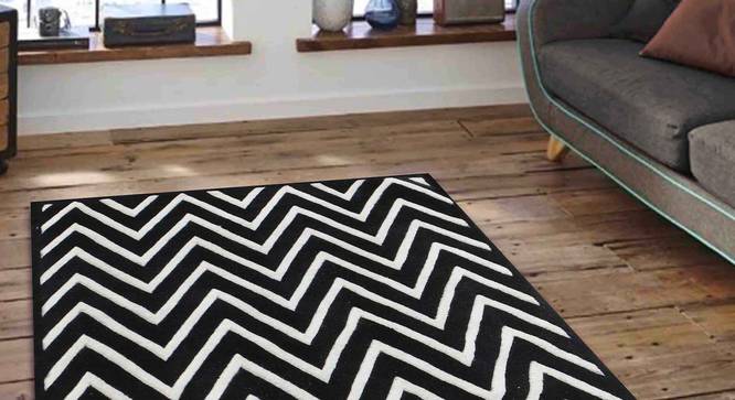 Renata Carpet (152 x 244 cm  (60" x 96") Carpet Size, Black and White) by Urban Ladder - Front View Design 1 - 305469