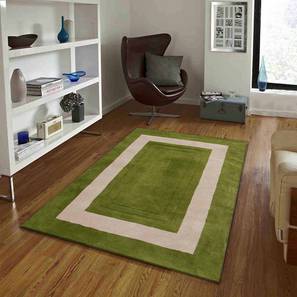 Carpet Design Design Green Solids Hand Tufted Wool 3 X 5 Feet Carpet