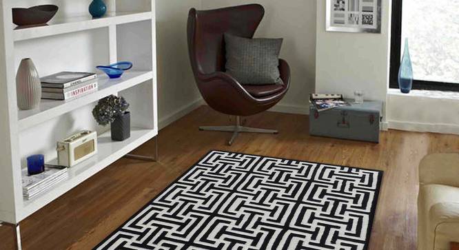 Judith Carpet (122 x 183 cm  (48" x 72") Carpet Size, Black and White) by Urban Ladder - Front View Design 1 - 307316