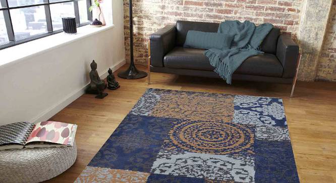 Uberto Carpet (Blue, 56 x 140 cm (22" x 55") Carpet Size) by Urban Ladder - Front View Design 1 - 307610