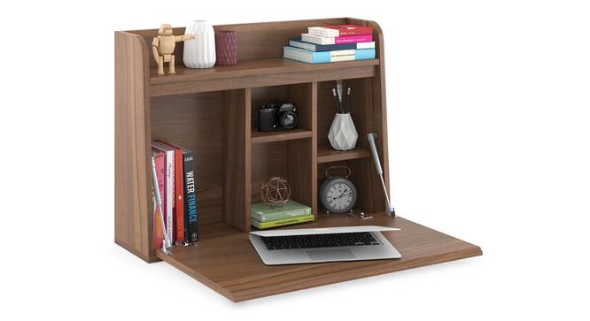 Grisham Wall Mounted Study Table Grisham Wall Mounted Study Table (Amber Walnut Finish) by Urban Ladder - Design 1 Full View - 309373