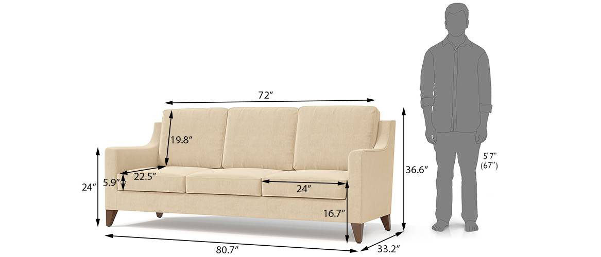 Abbey Sofa Urban Ladder, Standard Size Of 3 Seater Sofa In Inches