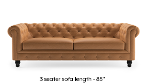 Winchester Half Leather Sofa (Mustard Italian Leather)