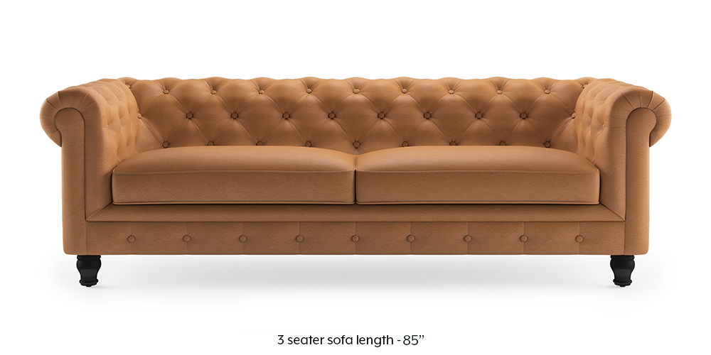 Winchester Half Leather Sofa (Mustard Italian Leather) by Urban Ladder - - 