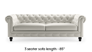 Winchester Half Leather Sofa (White Italian Leather)