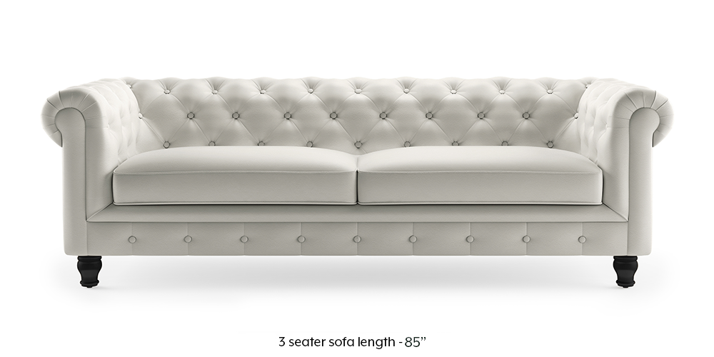 Winchester Half Leather Sofa (White Italian Leather) by Urban Ladder - - 