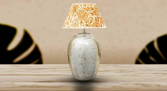 Blaike Table Lamp (Cotton Shade Material, Chrome, Carvas Shade Print) by Urban Ladder - Half View Design 1 - 