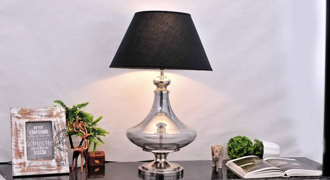 Delicea Table Lamp (Blue, Black Shade Colour, Cotton Shade Material) by Urban Ladder - Half View Design 1 - 