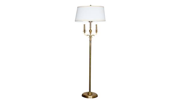 June Floor Lamp (Brass, White Shade Colour, Cotton Shade Material) by Urban Ladder - Front View Design 1 - 