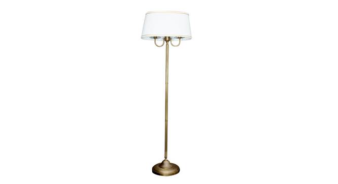 Larson Floor Lamp (Brass, White Shade Colour, Cotton Shade Material) by Urban Ladder - Front View Design 1 - 