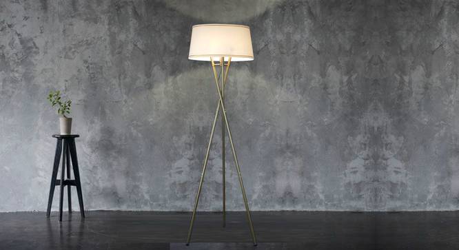 Tenet Floor Tripod Lamp (White Shade Colour, Cotton Shade Material, Antique Pewter Finish) by Urban Ladder - Half View Design 1 - 