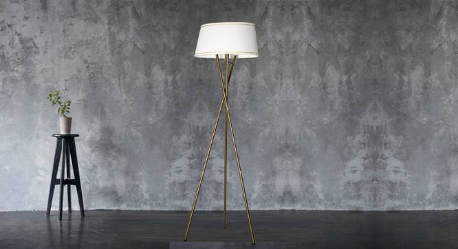 Tenet Floor Tripod Lamp (White Shade Colour, Cotton Shade Material, Antique Pewter Finish) by Urban Ladder - Design 1 Semi Side View - 
