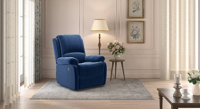 Lebowski Recliner (One Seater, Cobalt Fabric) by Urban Ladder - Design 1 Full View - 312212