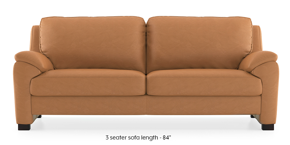 Farina Half Leather Sofa (Mustard Italian Leather) by Urban Ladder - - 