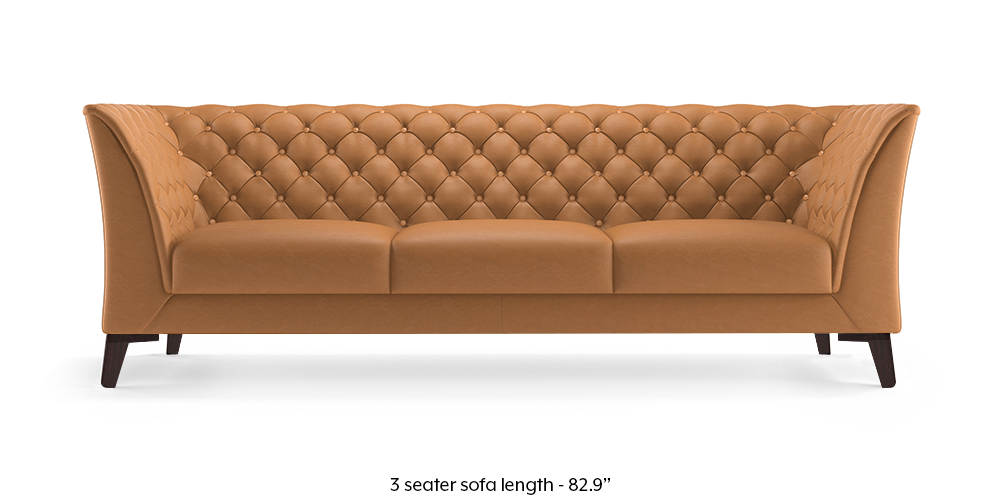 Weston Half Leather Sofa (Mustard Italian Leather) by Urban Ladder - - 