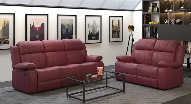 Griffin Recliner (Three Seater, Burgundy Leatherette) by Urban Ladder - Design 1 Full View - 312991