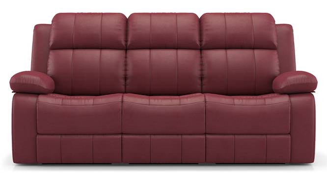 Griffin Recliner (Three Seater, Burgundy Leatherette) by Urban Ladder - Front View Design 1 - 312992
