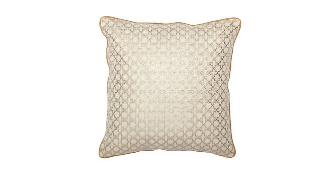 Chuapad Cushion Cover (41 x 41 cm  (16" X 16") Cushion Size, Gold & White) by Urban Ladder - Front View Design 1 - 313854