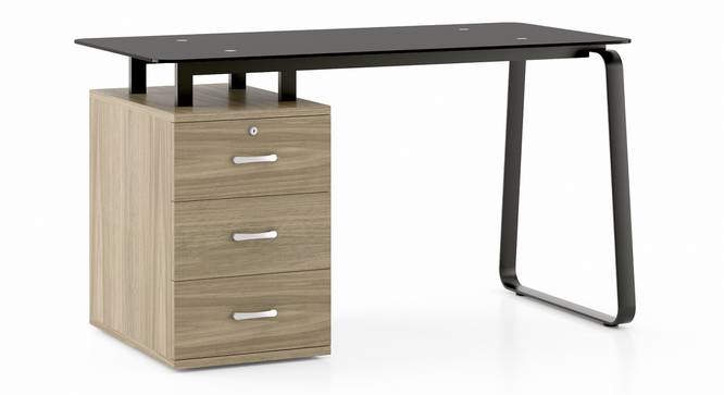 Eddings Study Table (Without Keyboard Tray Configuration, Honey Walnut Finish) by Urban Ladder - Front View Design 1 - 314054