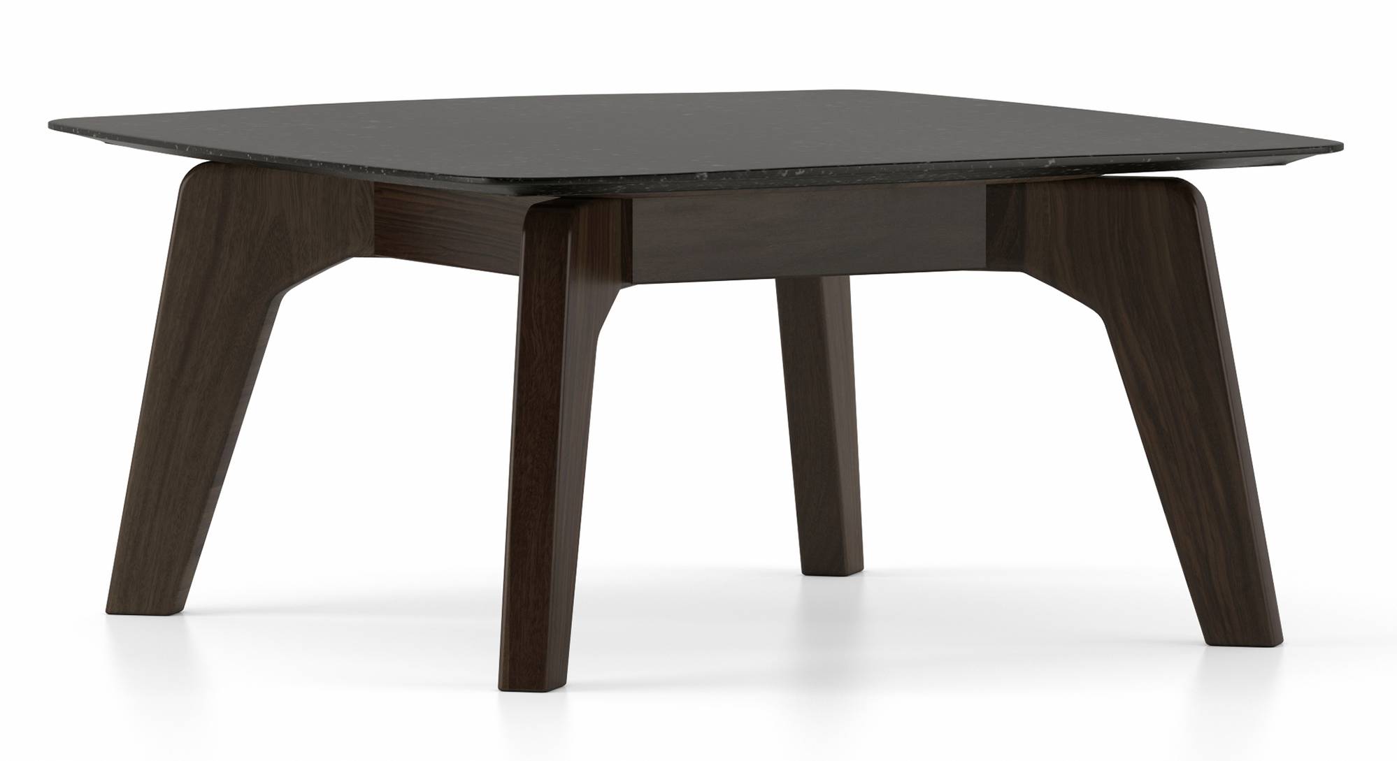 Galaxy Square Stone Coffee Table in American Walnut Finish Urban Ladder