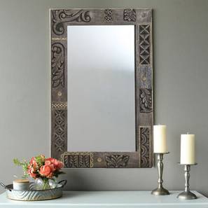 Artisans Rose Design Natural Engineered Wood Wall Mirror
