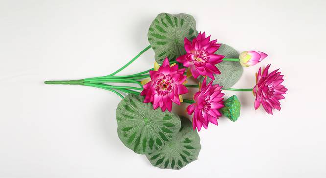 Lotus Artificial Flower (Dark Pink) by Urban Ladder - Design 1 Side View - 314875