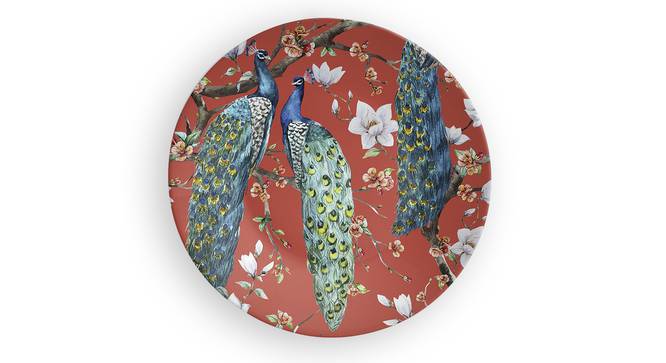 Peacock Red Wall Plate (Round Shape, 20 x 20 cm (8" x 8") Size) by Urban Ladder - Front View Design 1 - 315471