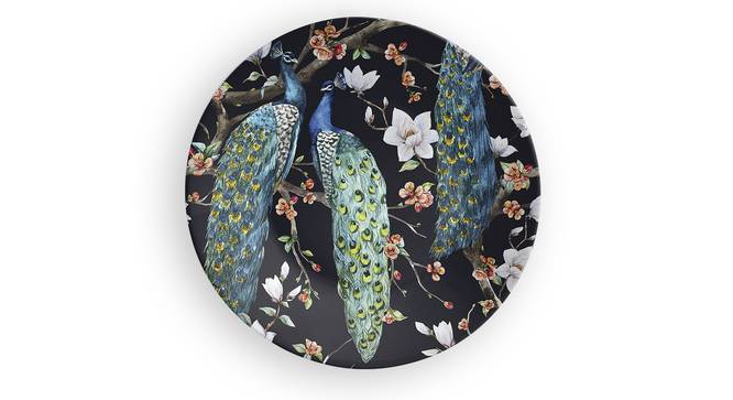Peacock Black Wall Plate (Round Shape, 20 x 20 cm (8" x 8") Size) by Urban Ladder - Front View Design 1 - 315474