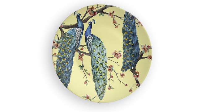 Peacock Yellow Wall Plate (Round Shape, 20 x 20 cm (8" x 8") Size) by Urban Ladder - Front View Design 1 - 315477