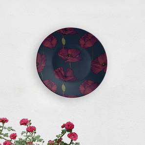 Flower Decoration Design Purple Flower Wall Plate (Round Shape, 20 x 20 cm (8" x 8") Size)
