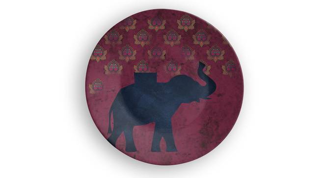 Blue Elephant Wall Plate (Round Shape, 20 x 20 cm (8" x 8") Size) by Urban Ladder - Front View Design 1 - 315529