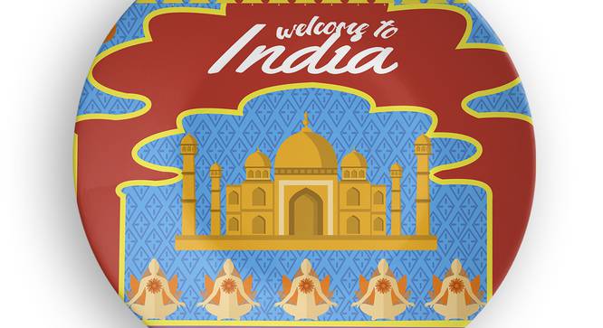 Gateway to India Wall Plate (Round Shape, 20 x 20 cm (8" x 8") Size) by Urban Ladder - Design 1 Side View - 315560
