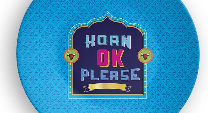 Horn Ok Please Wall Plate (Round Shape, 20 x 20 cm (8" x 8") Size) by Urban Ladder - Design 1 Side View - 315566