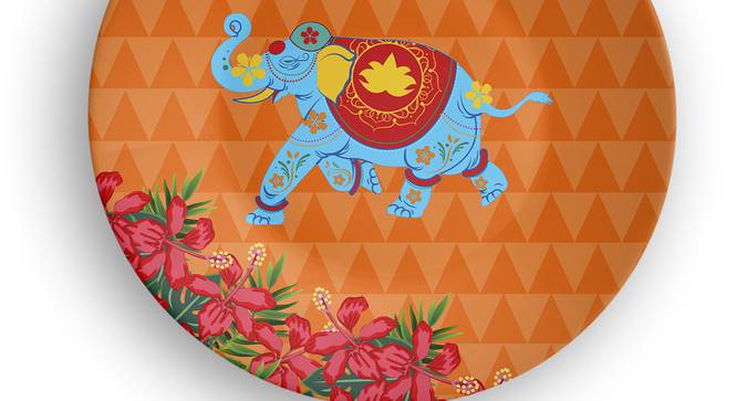 Indian Elephant Wall Plate (Round Shape, 20 x 20 cm (8" x 8") Size) by Urban Ladder - Design 1 Side View - 315572