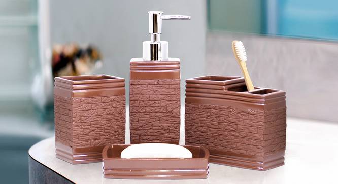 Brown Resin Bathroom Accessory Set - Urban Ladder