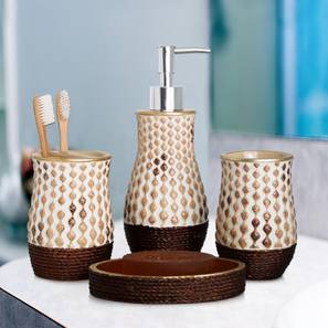 Bathroom Accessories Set Design Brown Resin Bathrrom Accessory Set - Set of