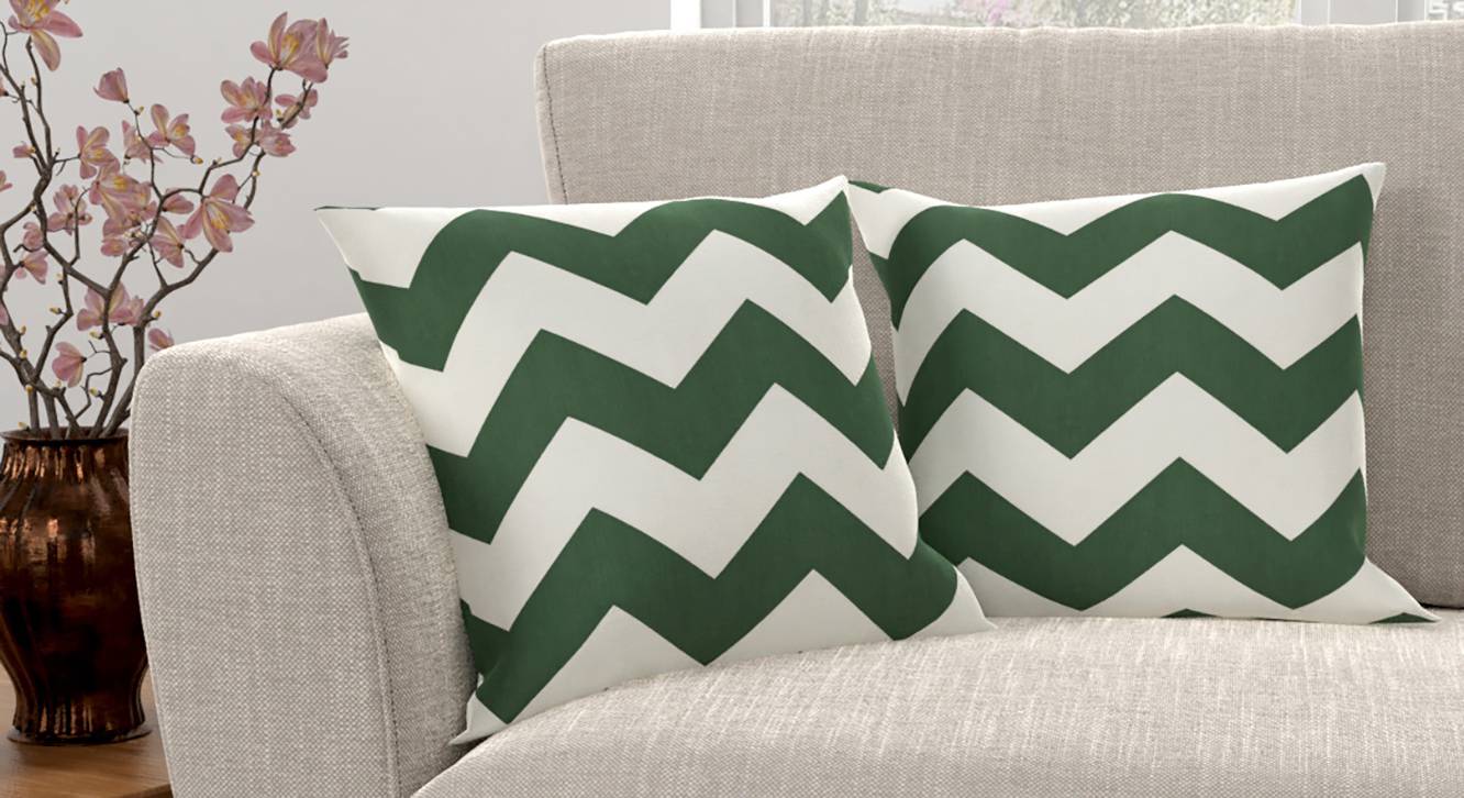 Chevron Home Decor Cushion Cover 100% Cotton Light Grey/Green 45cm Kibui NEW Chevron Home Decor Cushion Cover 100% Cotton Light Grey/Green 45cm Kibui NEW