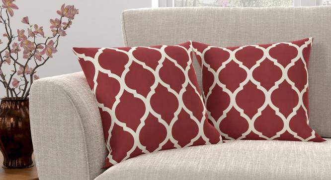Taj Cushion Cover - Set Of 2 (Brick Red, 46 x 46 cm  (18" X 18") Cushion Size) by Urban Ladder - Design 1 Full View - 316448