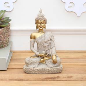 Buddha Statue Design Grey Stone Showpiece