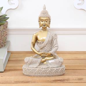 Buddha Statute Design Grey Stone Showpiece