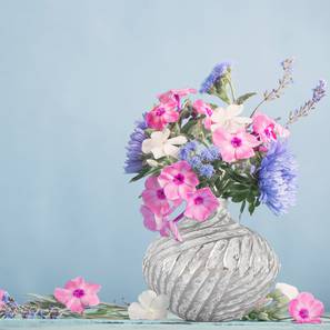 Flower Pot Decor Design Silver Metal  Vase