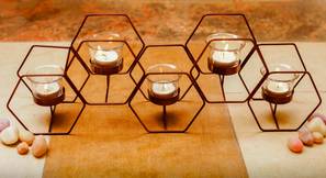 Candle Stand Design Brown Metal Tealight Holders Set of