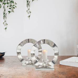 Diwali Candles Design Silver Metal Tealight Holders Set of