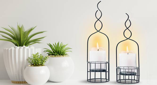 Shany Candle Holder- Set of 2 (Black) by Urban Ladder - Front View Design 1 - 317750