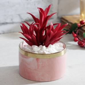 Flower Pot Stand Design Red Fabric Artificial Plant