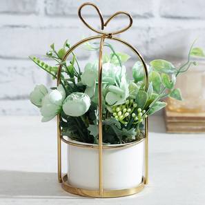 Flower Pot Stand Design Green Fabric Artificial Plant