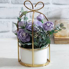 Flower Pot Stand Design Purple Fabric Artificial Plant