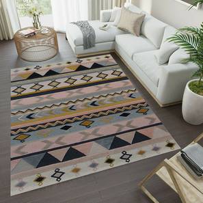 Carpet Design Peach Abstract Hand Tufted Wool 8 X 5 Feet Carpet