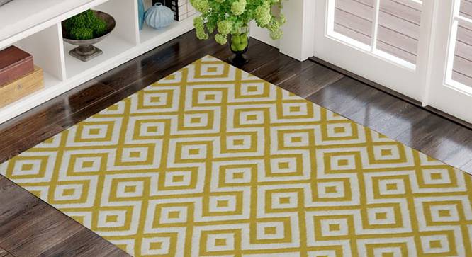 kaia Dhurrie (Yellow, 122 x 183 cm  (48" x 72") Carpet Size) by Urban Ladder - Front View Design 1 - 318204