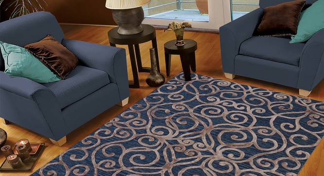 Gilmore Carpet (122 x 183 cm  (48" x 72") Carpet Size, Dark Blue, Hand Tufted Carpet Type) by Urban Ladder - Front View Design 1 - 318348